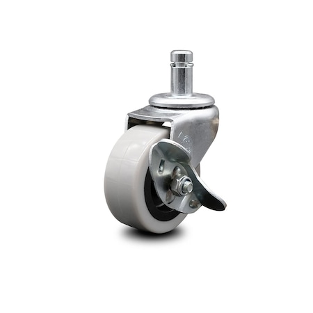 Service Caster 2 Inch Thermoplastic Rubber Wheel 7/8 Grip Ring Stem Caster with Brake SCC SCC-GR05S210-TPRS-SLB-71678